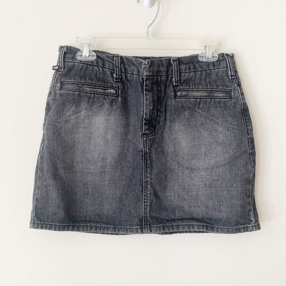 Vintage Polo Jeans Co Ralph Lauren Skirt Size 6 Black Racer Mini Y2K Denim Prep